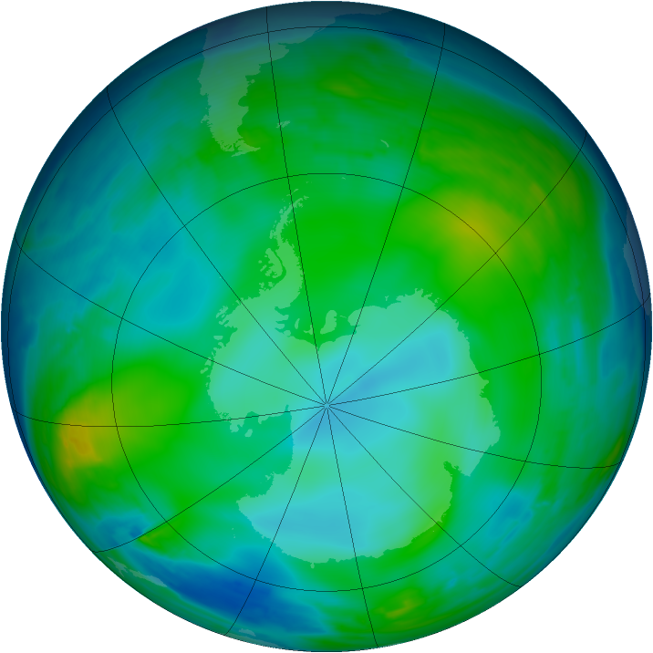 Antarctic ozone map for 10 June 2008